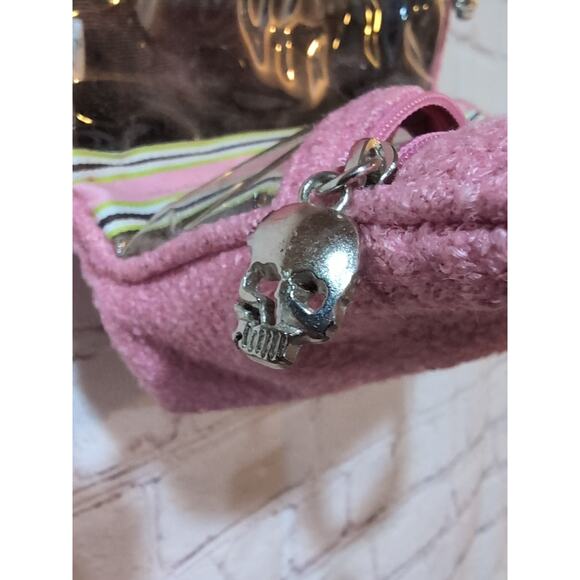 Goldie Bags Pink Terry Cloth Mini Tote Makeup Organizer Skull Zipper NWT Y2K - Picture 10 of 13